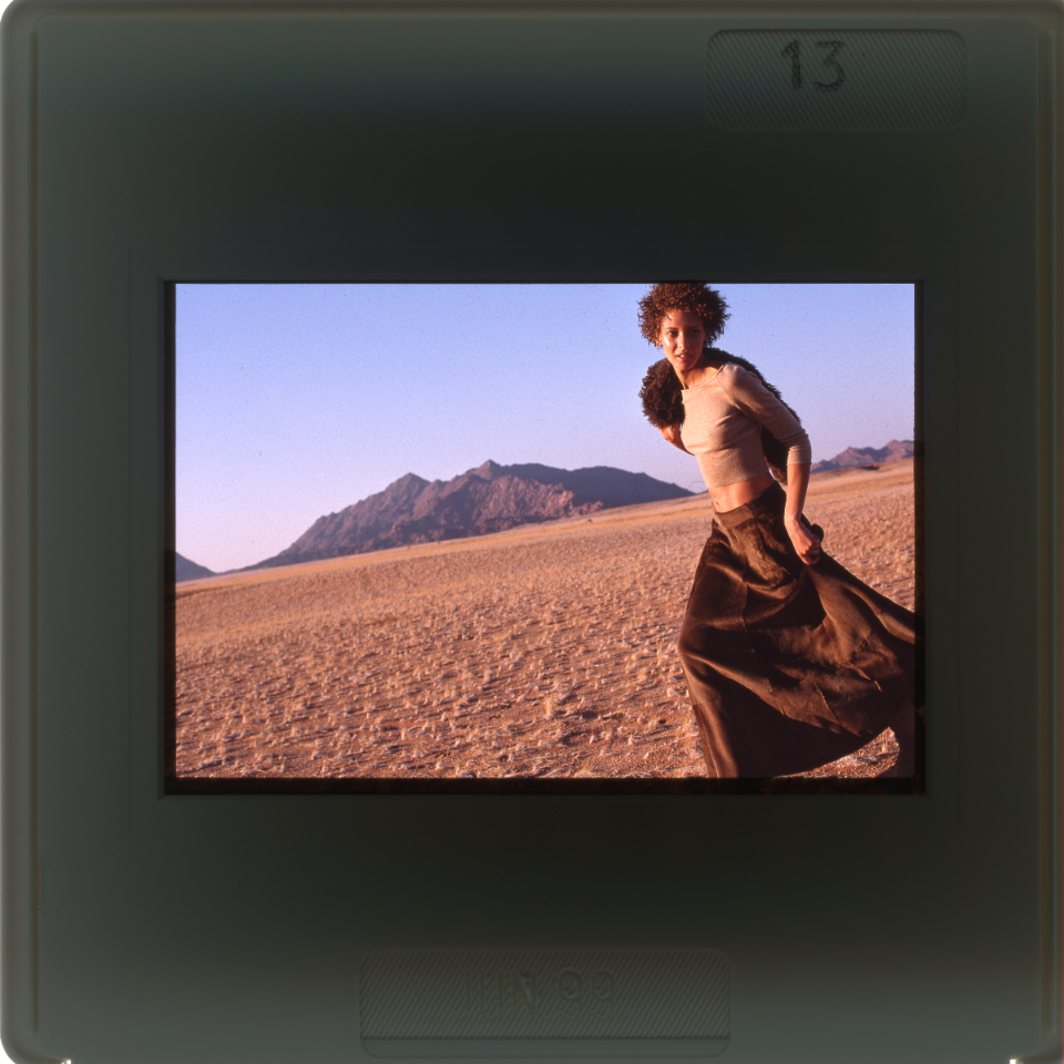 Model Chrystele shot on Kodachrome film for Red Magazine in Namibia in 1999