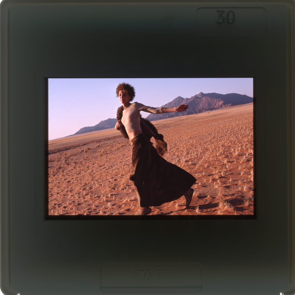 Model Chrystele shot on Kodachrome film for Red Magazine in Namibia in 1999