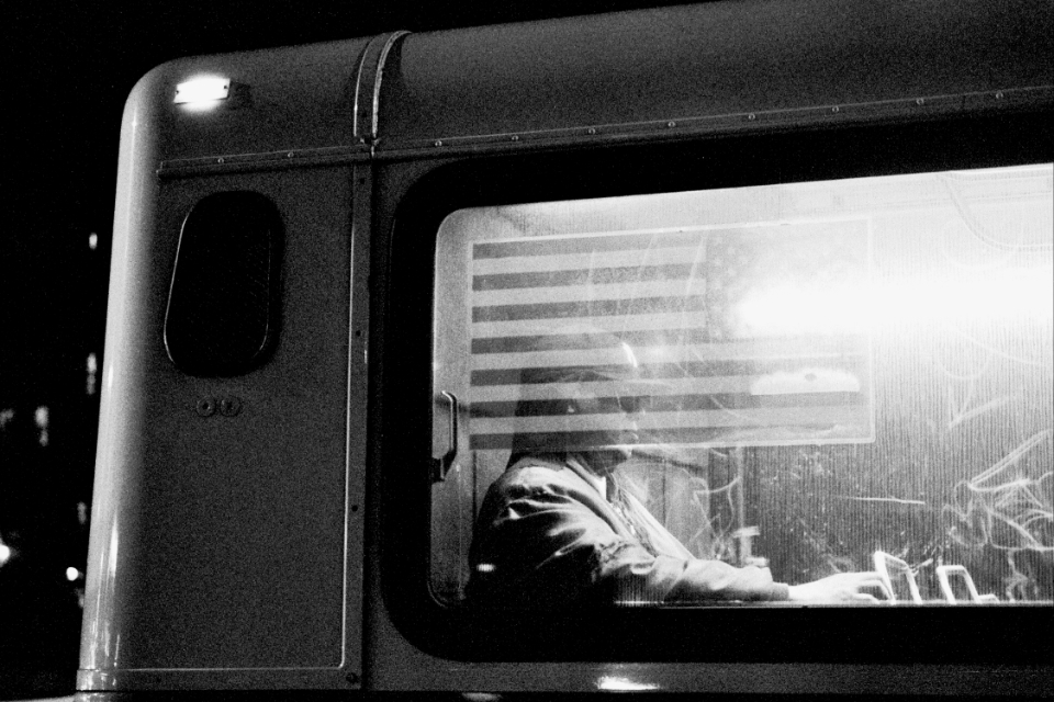 commuter on nyc bus