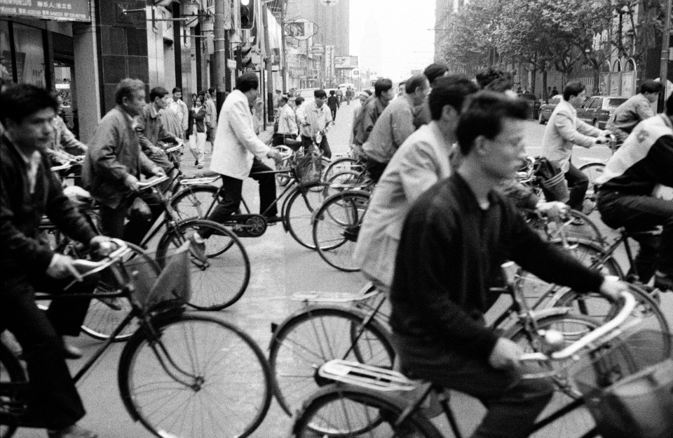 bikers crossing, Shanghai 1995